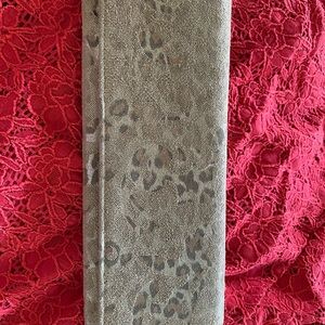 Leopard Print Suede-like clutch in Taupe